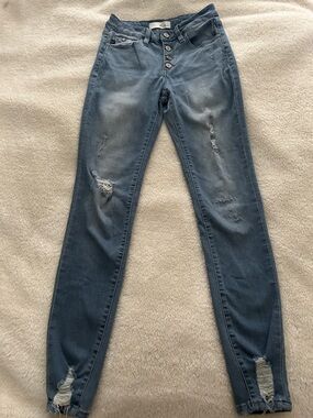 Light Wash Distressed High-Rise Skinny Jeans